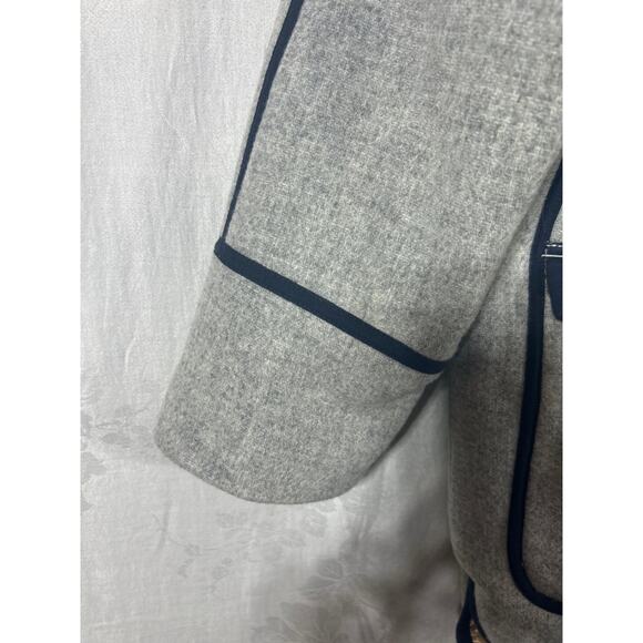 J Crew Coat 4 Gray Italian Stadium Cloth Nello Gori Wool Quilt Lined Fur Trim - Picture 2 of 14